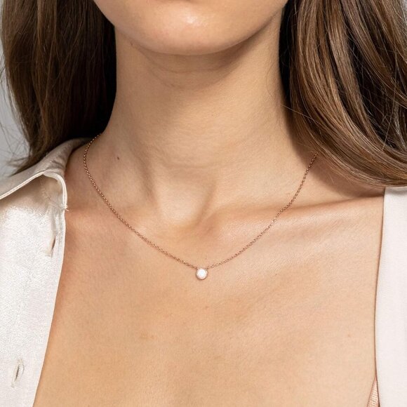 14K Gold Plated Opal Pendant Necklaces for Women | Created Opal Cubic Zirconia D - Picture 2 of 5